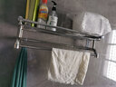 卫生间置物架 不锈钢免打孔洗手间毛巾架厕所浴室置物架洗澡间浴巾收纳架壁挂洗漱台厨房卫浴五金挂件用品 不锈钢单层50cm（打孔+免打孔双用） 实拍图