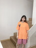 妃丽慕尚夏季中长款设计感上衣洋气学生蝴蝶刺绣短袖T恤女韩版宽松女装 532桔色 L 实拍图
