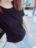 艾路丝婷夏装新款T恤女短袖上衣韩版修身体恤TX3560 黑色园领 XXL 实拍图
