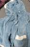 猫人女士睡衣女【珊瑚绒加厚保暖】冬季连帽睡袍长裤家居服蓝色L 实拍图