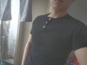 大美兔（Dameitu）欧美风粗螺纹亨利衫男士重磅运动休闲T恤健身训练修身短袖 灰色 XXL建议145-165斤 实拍图