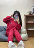 花璃璐秋冬季100%纯棉睡衣女长袖红色甜美宽松春秋款家居服女套装可外穿 HLL-5893【100%纯棉】 M【适合80-100斤】 实拍图