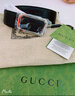 古驰（GUCCI）腰带 男士经典款方扣板扣皮带 GG压纹牛皮腰带商务休闲 黑色【配原装盒】403941 100cm(适合2尺9-3尺腰围) 实拍图
