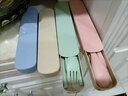 喜得润 小麦筷叉勺便携餐具套装 筷子勺子叉子汤匙便携旅行学生儿童套装 抽拉盒北欧绿 3件套 实拍图