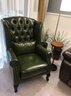欧诗雅沐 美式牛皮老虎椅北欧客厅单人沙发阳台懒人高背休闲椅欧式沙发椅 墨绿色/耐磨超纤皮 实拍图