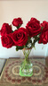 花叙仿真玫瑰花婚礼仿生花装饰生日礼物花束插花客厅绒布假花家居摆件 超大玫瑰艳红色-花朵10cm 11支（爱你一心一意） 实拍图