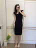 DPLAY2025夏季新款黑色连衣裙女修身吊带裙长裙赫本小黑裙包臀裙 经典黑 S 实拍图