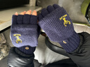 途尊手套男冬季露手指初中学生自行车骑行情侣毛线半截翻盖男生冬保暖 浅灰色小鹿【半指翻盖手套】 实拍图