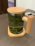 木笙玩物（MUSHENGWANWU）玻璃茶杯茶水分离杯子高档办公室过滤喝茶水杯带把泡茶杯男士 青钝木笙1B-无内胆有杯垫 300ml 实拍图