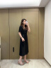 玖姿·安娜蔻简约优雅clean fit拼接收腰小V领连衣裙女2024夏季新款 素黑 M 晒单实拍图
