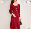 尚都比拉秋季法式连衣裙中长款气质女神范显瘦小个子裙子 酒红色 M  实拍图