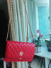 梦特娇（MONTAGUT）包包女包新款简约单肩斜挎包小方包小香风菱格链条包女母亲节礼物 红色大号R7512024055 实拍图
