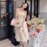 舒芳蝶（shufangdie）蕾丝碎花吊带裙2025新款夏季法式初恋惊艳仙女连衣裙开衫两件套装 杏色吊带裙+开衫两件套 M 实拍图