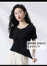 浪莎纯色圆领T恤女夏季经典螺纹弹力修身显瘦百搭显胸大打底衫上衣 实拍图