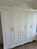 浪漫壹嘉衣柜欧式卧室家用会所法式收纳储物柜子白色烤漆双三开门衣橱雕花 板木结合【欧式五门衣柜】描银 实拍图