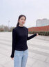 健卡丹秋冬季新款长袖打底衫女加绒加厚半高领保暖上衣修身显瘦打底衫女 春秋款 黑色 L 适合90-120斤 实拍图