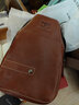 牛船长皮具真皮胸包男士头层牛皮单肩斜挎胸前包休闲运动腰包 深棕色 实拍图