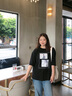 莎妮朵罗圆领印花短袖T恤女宽松遮肚子休闲打底衫夏季新款韩版上衣潮17103 黑色 2XL 建议115-135斤穿着 实拍图