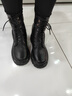 意尔康女靴厚底百搭加绒马丁靴女复古英伦风短靴 14738W黑色38 实拍图