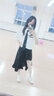 女装夏季2022新款女胖妹妹显瘦吊带连衣裙法式复古小众两件套 白色衬衫+黑色背带裙(套装) 送领带 S 建议70~85斤 实拍图
