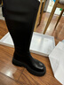 百丽（Belle）金晨明星同款厚底小V靴弹力靴女冬季商场款长靴B9D1DDG4预售 黑仙草（微光皮面）【周雨彤同款】 36 (230mm) 实拍图