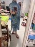 弄堂里高端轻奢 民国风改良印花旗袍裙复古盘扣苎麻茶服女中式立领短袖棉麻连衣裙 蓝色 L 建议120斤以下 实拍图