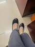 威谷尔缓震软底空姐工作鞋女久站不易累平底真皮职业正装黑色皮鞋 超细纤维（跟高3.5cm） xk2236 36 实拍图
