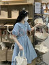 恋的法式连衣裙新款2026夏季女生裙子夏天学生少女高中初中生衣服长裙 韩版学院风蓝色 均码 实拍图