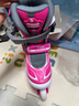 米高轮滑鞋儿童溜冰鞋直排轮可调尺码透气培训初级教学生用旱冰鞋MI0 粉MK9套装(MK9盔+PE1护+包) MI0 S +(推荐鞋码29-32内长18.5-21.5) 实拍图