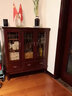 松园洛曼森 实木餐边柜 酒柜茶水柜客厅碗柜厨房柜餐柜边柜小酒柜玻璃柜欧式 棕红色63*37*100cm 实拍图