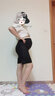 犬印本铺（INUjIRUSHI）孕期孕妈专用高腰立体托腹裤凉爽透气夏季棉麻五分裤子孕妇装 黑色 XL(LL) 实拍图