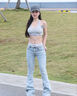 Calvin Klein内衣【明星同款摩登引力带】女士ck轻运动无钢圈工字美背背心文胸 020-椰青灰 M 推荐75B-85A 实拍图