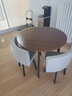 爱杺居 洽谈桌椅组合小圆桌子阳台休闲桌椅办公商务谈判桌接待桌椅简约北欧风小餐桌 胡桃色圆桌灰色布椅一桌四椅 实拍图