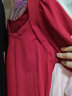 茵曼（INMAN）夏季新款法式方领套头泡泡袖修身气质显瘦棉质T恤女 大红色 M 实拍图