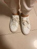 Rockfish小白鞋女平底板鞋2026新款春季休闲皮面软底百搭女鞋 白色(无内里) 38 实拍图