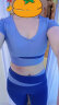 徽昂瑜伽服套装女拼色跑步健身衣运动套装春夏T恤含胸垫短袖长裤蓝L 实拍图