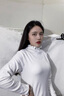 多菲尼森（dophnison） 半高领打底衫女秋冬季软糯半高领木耳边针织打底衫上衣早秋女装长袖毛衣 珍珠白 均码 半高领打底衫女 实拍图