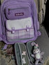 巴布兔书包小学生女生新款高颜值一二四到六年级轻便减负格子女童双肩包 紫色（公仔6件套+笔盒） 大号适合3-6年级使用 实拍图