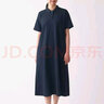 无印良品 MUJI 女式 新疆棉珠地网眼编织 短袖POLO连衣裙 海军蓝 M-L 实拍图