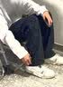 鲁宾克直筒灯芯绒裤子男春秋季新款潮牌运动卫裤宽松阔腿休闲裤 2483黑色 XL （建议125-135斤） 实拍图