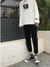 JACKTOMSLEE修身牛仔裤男士韩版小脚裤弹力潮男紧身裤铅笔裤新款纯黑色窄脚裤 8011长裤 33(2尺6) 实拍图