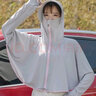 红蜻蜓2025年防晒衣女新款夏季防紫外线透气防晒罩衫冰丝开衫长袖短外套 灰色长帽檐 均码 实拍图