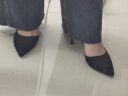 Lily Wei黑色侧空高跟鞋御姐风时尚细跟单鞋大码女鞋夏新款 黑色绒面【跟高6cm】 37 晒单实拍图