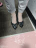 蜘蛛王高跟鞋女士简约粗跟单鞋职业鞋妈妈工作皮鞋 311128A 黑色 35  晒单实拍图