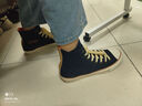 马登灯芯绒高帮板鞋男士潮流百搭休闲鞋绒布拼色帆布鞋学生街头滑板鞋 深蓝色  马登工装 41 实拍图