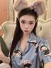 有趣熊睡衣女夏季冰丝女士大码休闲仿真丝绸春秋夏天家居服两件套装 NSMZY-1901女双短灰色公主兔 L 【身高155-160体重106-121】 实拍图
