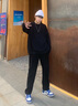 花花公子（PLAYBOY）裤子男春秋冬季男士宽松休闲裤直筒加绒加厚卫裤垂感保暖阔腿长裤 2818-黑色(春秋款) XL 实拍图