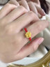 中国黄金（CHINA GOLD）黄金玫瑰花戒指女款足金花朵编织红黑绳指环生日520礼物送爱人 玫瑰花戒指【红绳】 实拍图