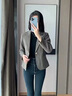 晨芙小西装外套女韩版时尚休闲短款小个子气质显瘦西服百搭工作服上衣 单件常规灰色西装 XL 建议110-120斤 实拍图