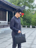 COW公文包男士手提包大容量男包休闲公务包 C-9808 黑色 14英寸 实拍图